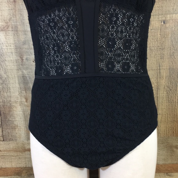 NWT Mossimo Swim Black One Piece Swimsuit Womens Large Halter - Picture 4 of 15